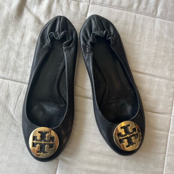 Tory Burch Black Leather Ballet Flat 7 - Picture 5 of 15